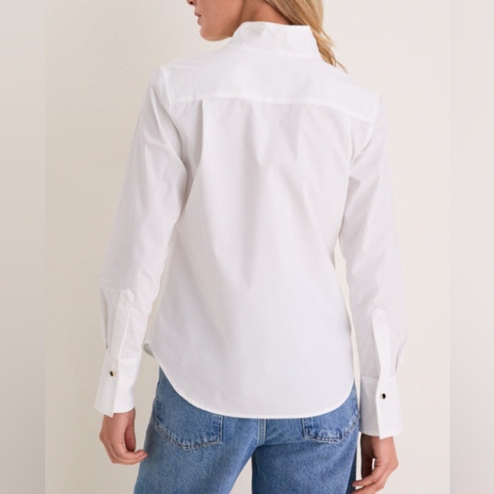 TUCKERNUCK White Bessette Button Down | Stand Collar Tailored Blouse - Picture 7 of 11
